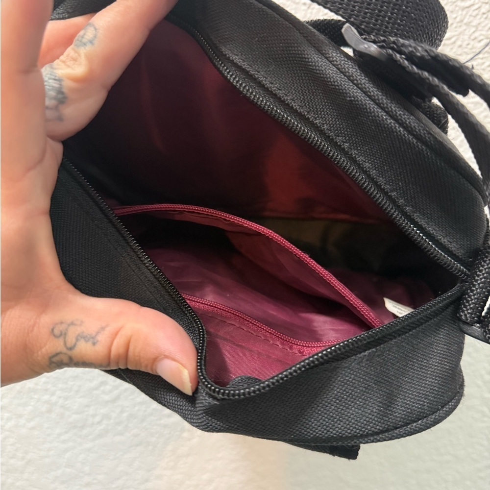 VTG 90s Y2K Mudd Black Messenger Bag Crossbody Canvas Pockets School Goth - Picture 8 of 10